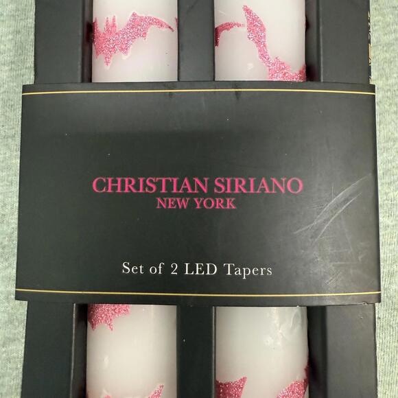 Christian Siriano Pink Bats 2 LED Flameless Taper Candles - Picture 2 of 6